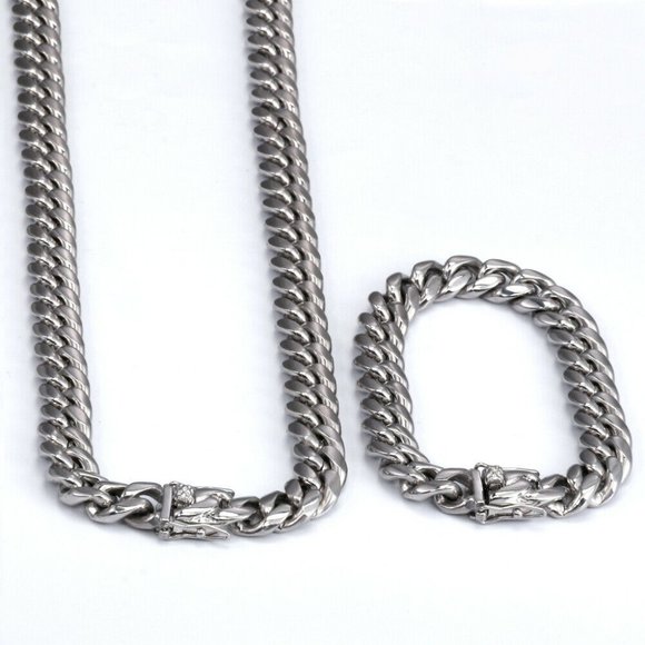 Men's Miami Cuban Link Chain Silver Bracelet - Picture 6 of 6